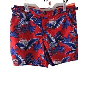 Superdry swim night red blue leaf print swim trunks size XL